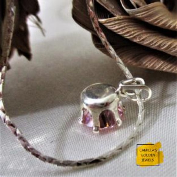Pink Solitaire Cubic Zirconia Necklace - Picture 4 of 8